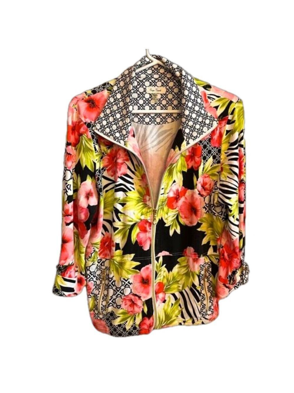 Onque Casuals vibrant zippered cotton blend jacket size L